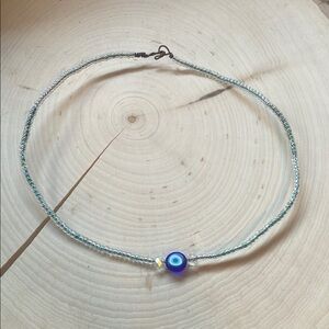 Elegant Blue Evil Eye Beaded Necklace